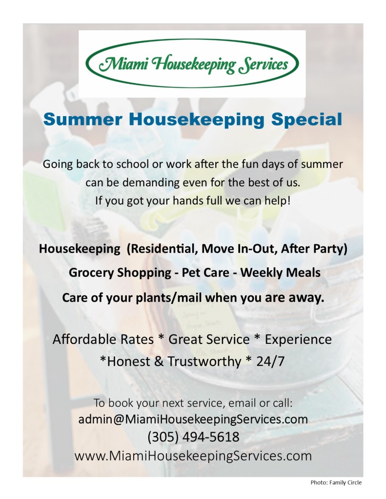 Miami Housekeeping Services_FlyerResidential_August